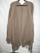 Mixit Shawl Women One Size Open Front Fringe Green Wrap