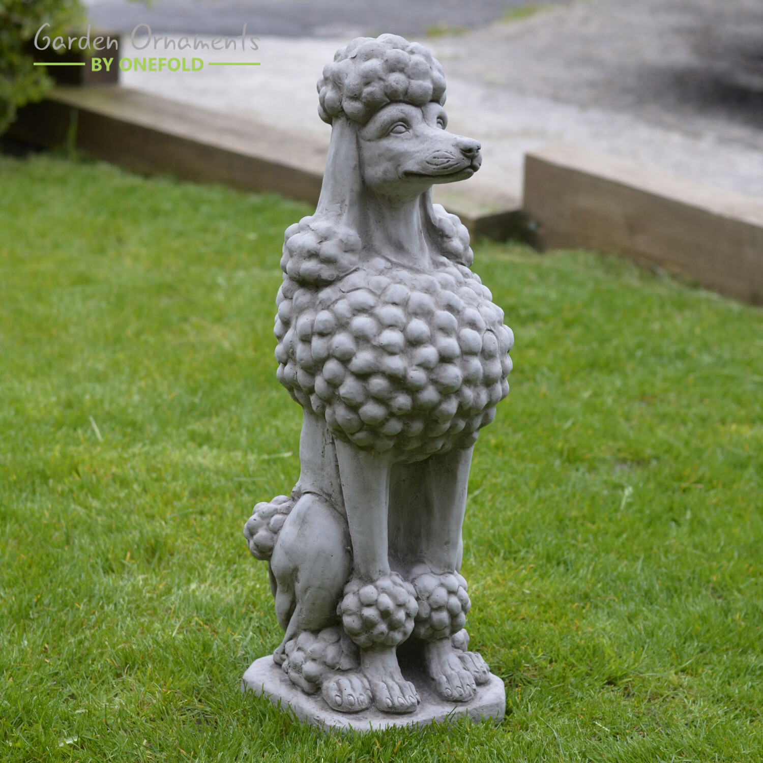 LIFE SIZE POODLE HAND CAST STONE OUTDOOR GARDEN ORNAMENT DOG STATUE GIFT