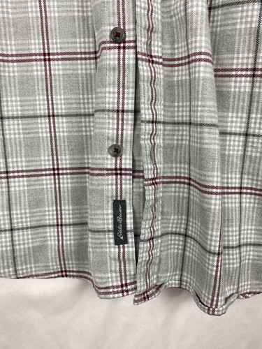 Eddie Bauer Mens Size XL Long Sleeve Button Up Shirt Soft Gray Plaid Flannel - Picture 6 of 13