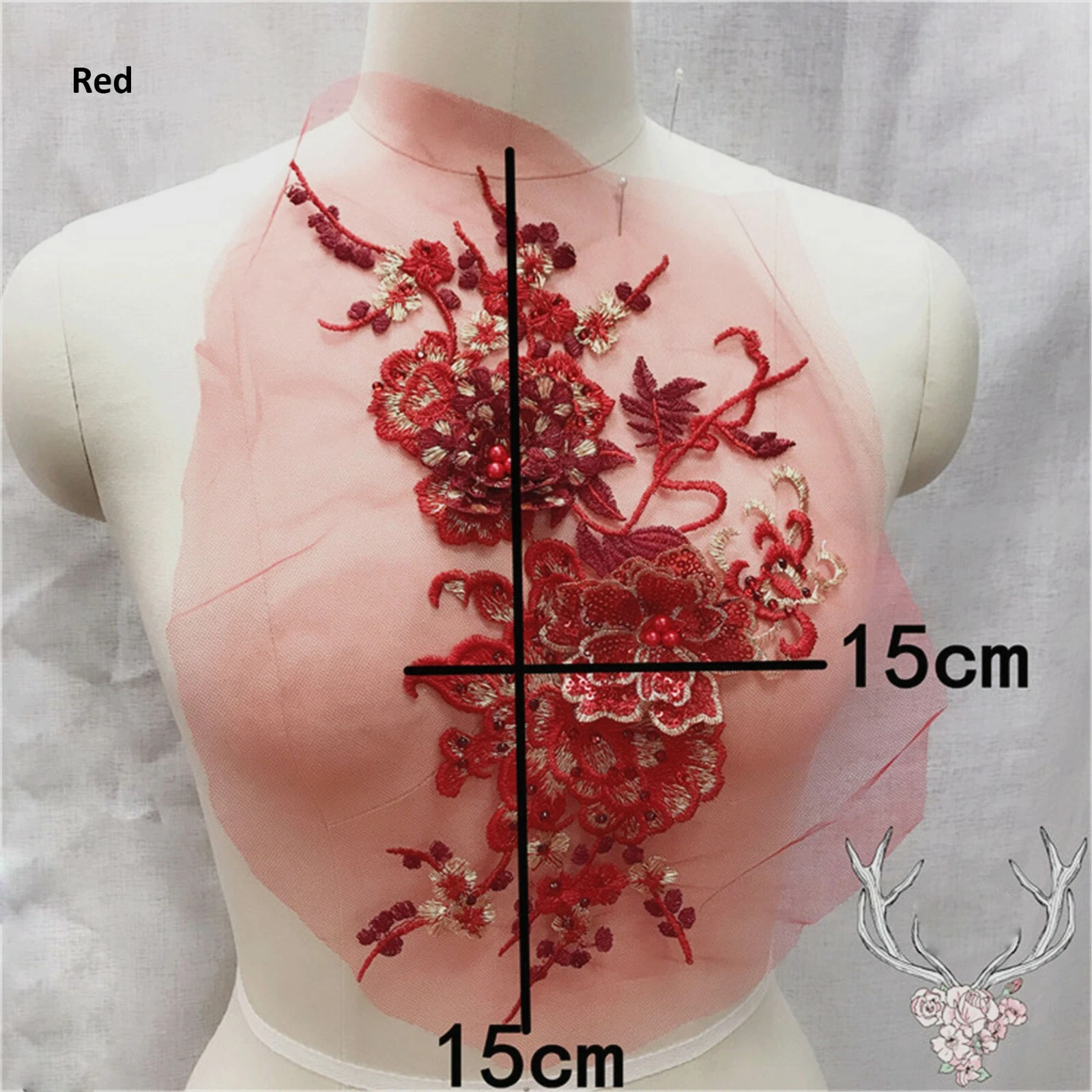 OFF WHITE Abito da sera con perline applique in pizzo fiori pianta ricamo motivo costume 1 pz