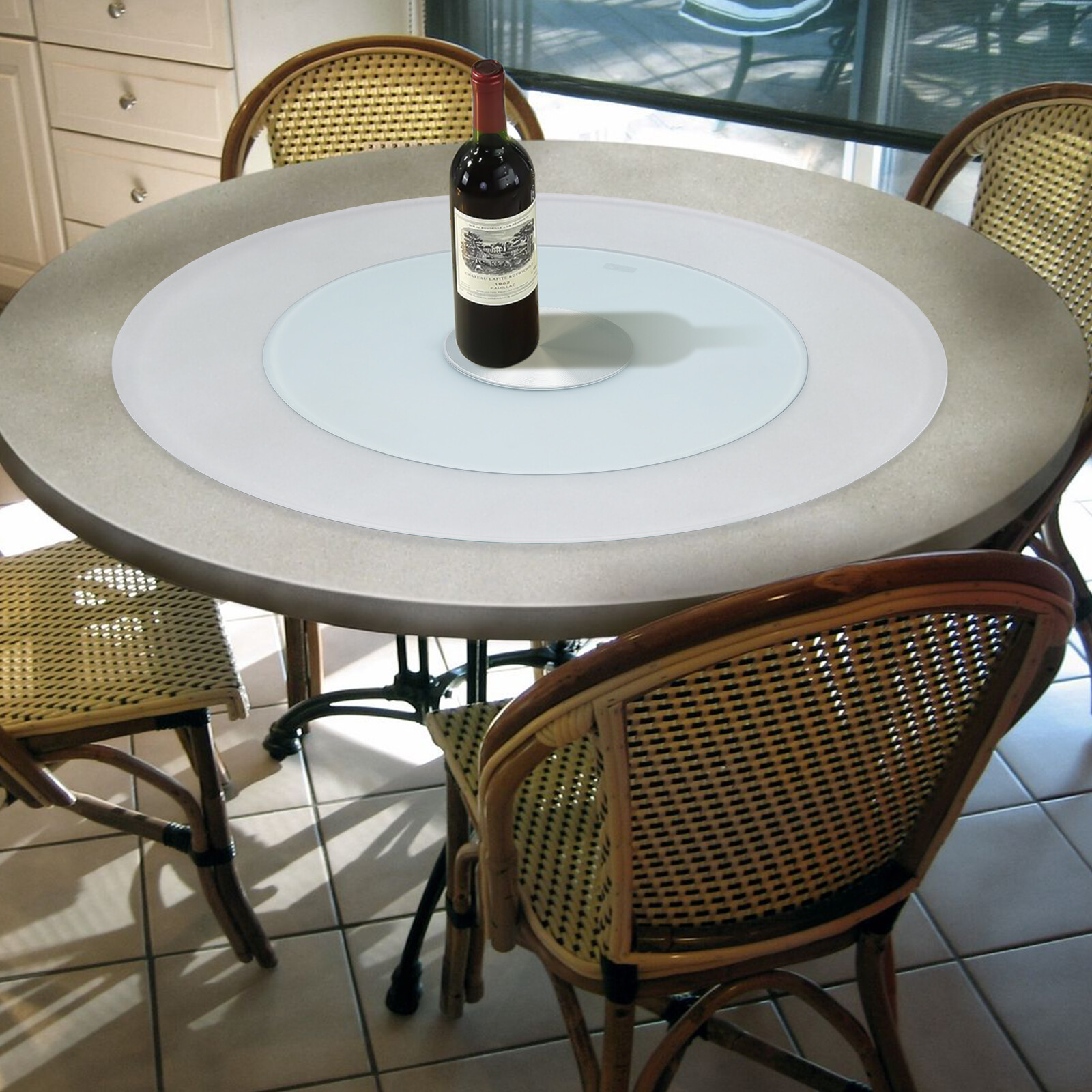 23.62inch Round  Turntable, Tempered Glass Rotating Tray Serving Plate