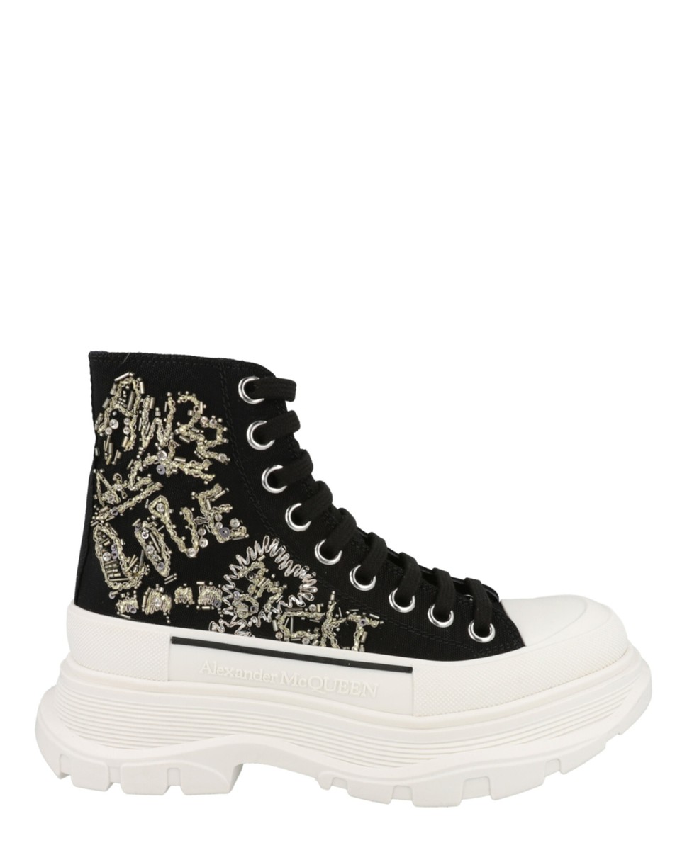 関税送料無料【alexander mcqueen】STIVALETTI TREAD SLICK Alexander McQueen Womens Crystal Embellished Tread Slick