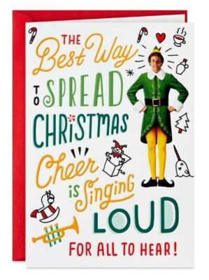 1x Buddy Elf Movie Christmas Holiday Greeting Card + Envelope Cheer Sing Loud 