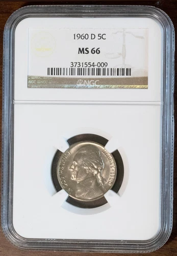Semi Key Grade 1960-D Jefferson Head Nickel MS 66 NGC # 3731554-009 + Bonus