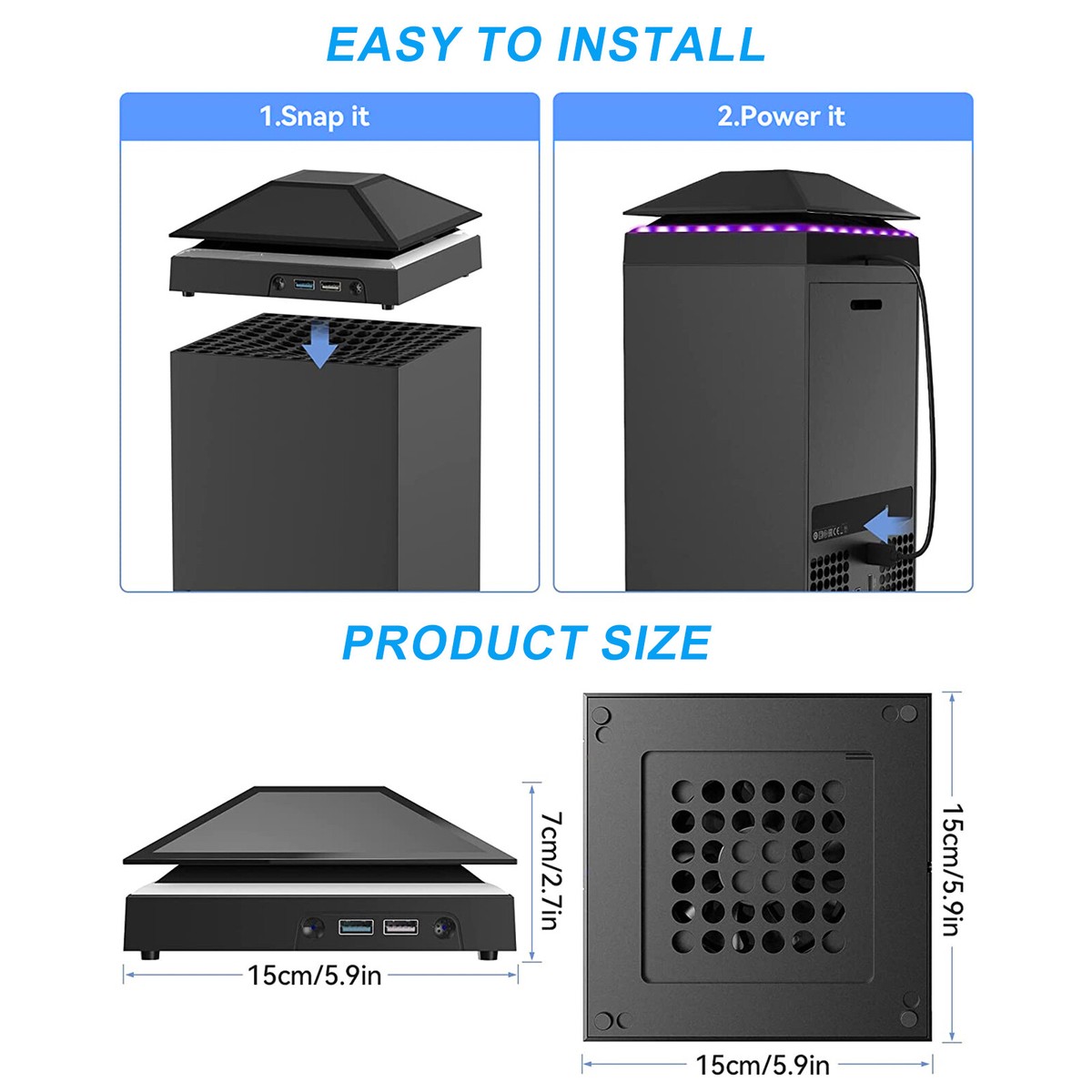 Metal Dust Mesh Net Top Cooling Fan For Xbox Series X Stand Base With Rgb Led Light Cooler Dock