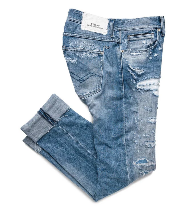 REPLAY Maestro Selection Light Blue Slim Fit Distressed Jeans $279 | eBay