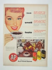 Vintage 1950s A&P Coffee Print Ad Coffee Mill Kitchen Design Decor Super Market
