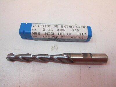 Niagara HSS TiCN 5/16 x 3/8 x 1-3/8 x 3-1/8 Ball Nose 2 Flute End Mill New
