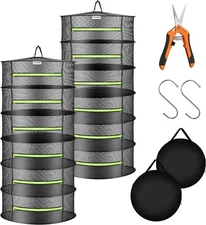 VIVOSUN 2-Pack 6-Layer Mesh Drying Rack Hanging Design with Green Zippers