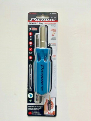 PICQUIC SIXPAC Plus Screwdriver Multi Bit with 7 Hex Powerbits - ''Bright Blue''
