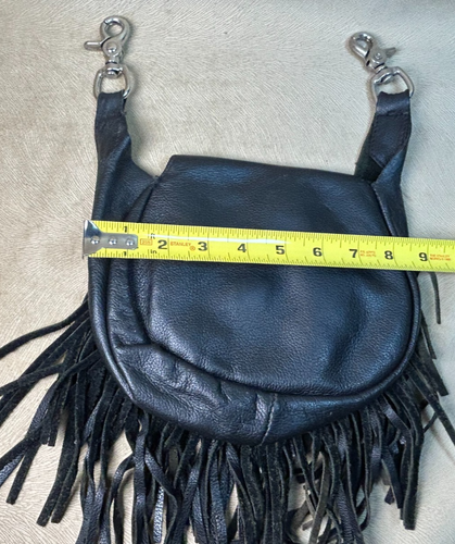 Borsa a tracolla vintage Harley Davidson in pelle con frange e fianchi nera senza tracolla - Foto 5 di 12