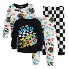 Hot Wheels Pajamas Set Toddler Boy Shirt Pants 2T 3T 4T 5T Cotton Toy Cars 4 PC