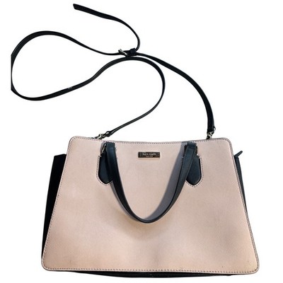 Kate Spade New York Saffiano Leather Satchel Crossbody Bag Pink Black Two-Tone