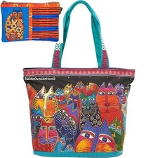 Laurel Burch Cat Fantasticats X-LARGE Tote 19.5x6.75x15" Organizer Bag NEW
