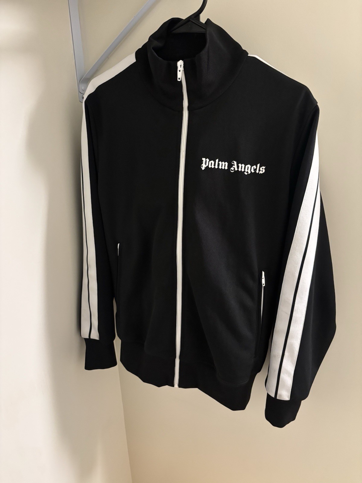 Palm Angels Classic Logo Track Jacket In Black & White Size Medium Pre-Owned
