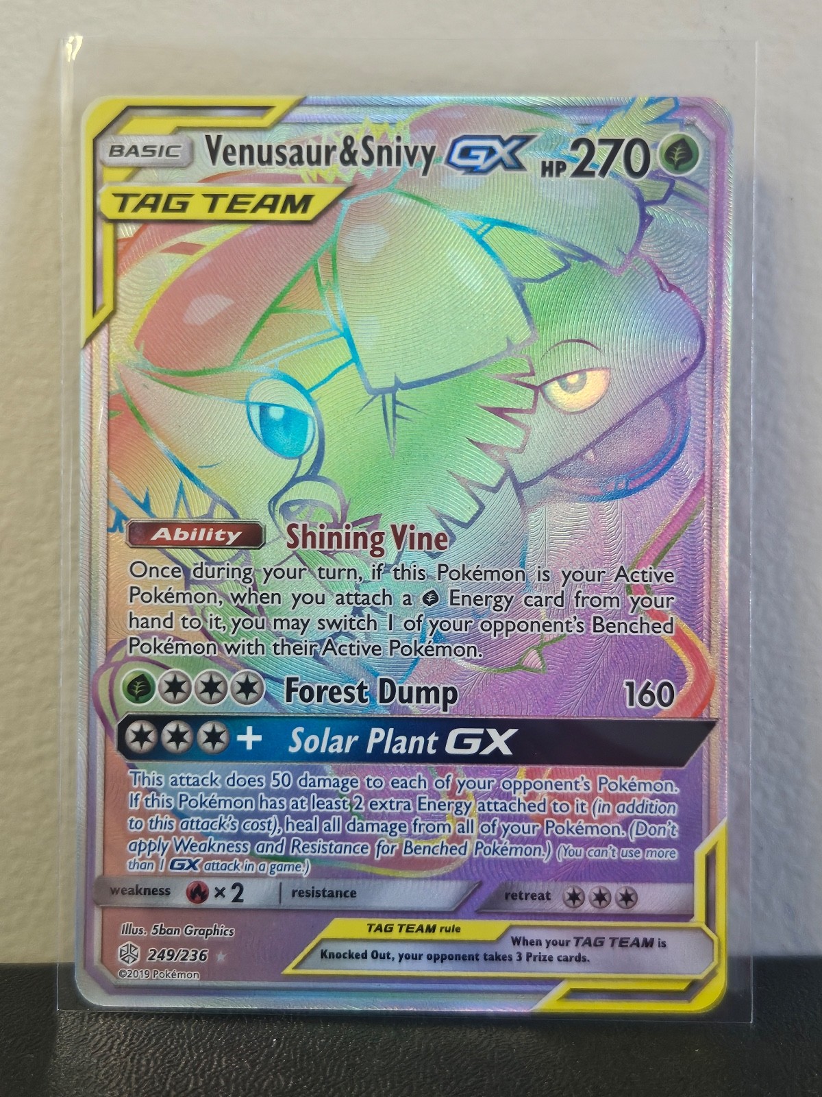 Pokemon TCG Cosmic Eclipse Venusaur & Snivy Tag Team GX 249/236 NM/M