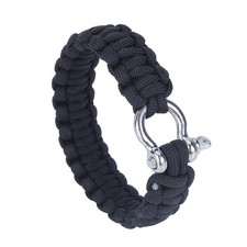 BLACK Military 550 Paracord Woven Survival Bracelet Stainless Buckle Kit LW