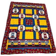 Thomas The Train Handmade Quilt Blanket 52x66 red white blue 2 sided htf fabric