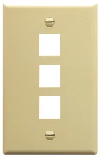 ICC FACEPLATE FLAT 1-GANG 3-PORT IVORY IC107F03IV UPC 633758004824 -