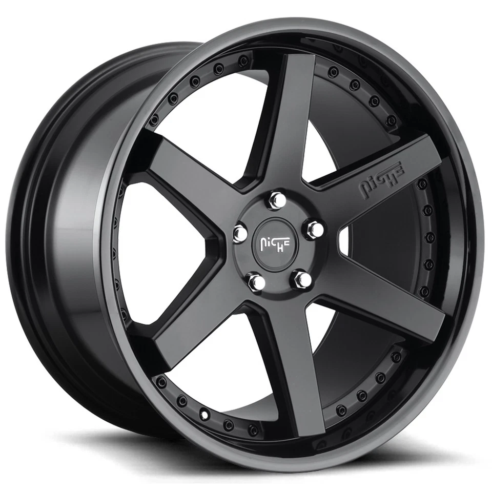 (Set of 4) Staggered Niche M192 Altair 18x8.5, 18x9.5 5x120 Black Wheels Rims Foto 2 de 4