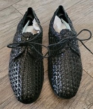 Dolce Gabbana Men's Woven Polished Goatskin Leather Derby Shoes Black 8.5