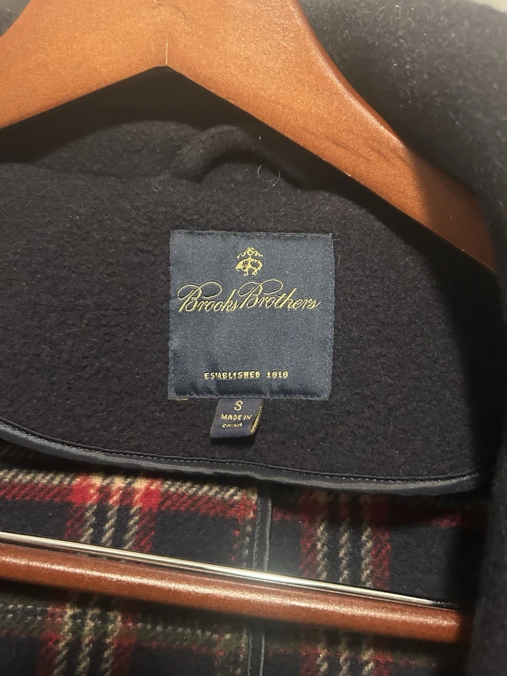 Vtg Brooks Brothers Navy Blue Wool Duffle Coat Small 38 Fabric Italy - Image 2 of 4