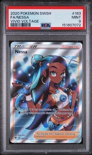 PSA 9 Mint Pokemon Nessa Full Art 183/185 Vivid Voltage 2020