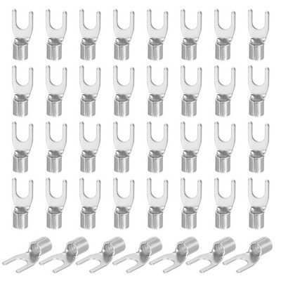 100Pcs #8 Non-Insulated Fork Terminal 12-10AWG Copper Wire Connectors SNB5.5-4