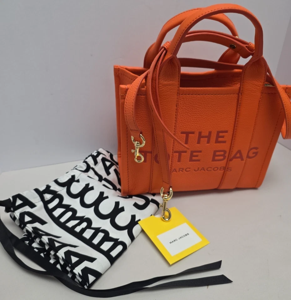 Bolso de Mano Marc Jacobs The Mini Cuero Naranja con Bolsa para el Polvo y Correa - Parece Nuevo Foto 4 de 4