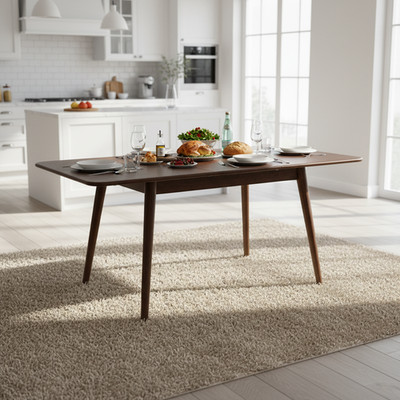Bergen 47.2''-63'' Extendable Solid Oak Rectangular Dining Table, Seats 6-8