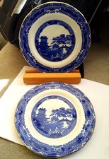 Pair of Vintage Wade Willow Pattern Side Plates for Ringtons Excellent Condition