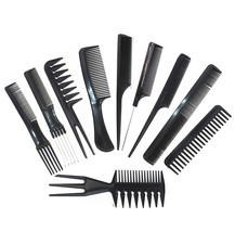 10 Piece Professional Styling Comb Set, Black