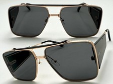 Classic Retro Hardcore Hip Hop Rapper SUNGLASSES Large Rose Gold Frame Dark Lens