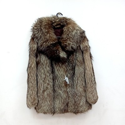 Vintage Silver Fox Fur Coat Chocolate Brown Womens Real Fur Luxury Jacket