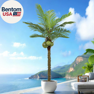 Artificial Phoenix Palm Tree 6.5FT Tall Large Faux Coconut Trees with Realistic