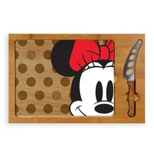 Disney Minnie Mouse Icon Glass Top Cutting Board & Knife Set, Cheese Boards C...