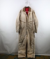 Vintage 80s Carhartt Mens 48R Thrashed Quilted Canvas Coveralls Bibs Brown USA