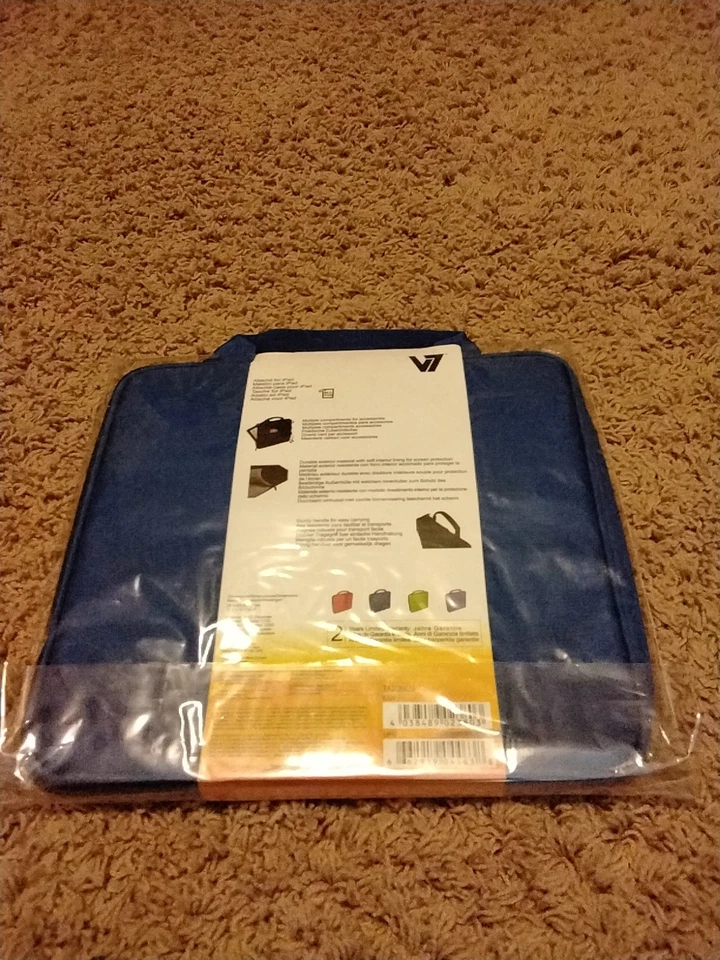 V7 Attache Slim Case for iPad 1 iPad 2 BLUE 4 Compartments Pockets Sections - Image 2 of 2