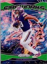 2024 Panini Prizm #8 Justin Jefferson Fireworks Green Prizm