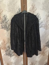 Cappotto Donna Pelliccia Astrakan Chiusura A Gancini Vintage 