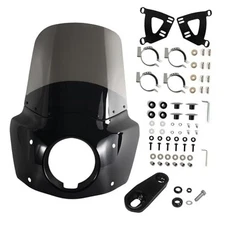FATECIM Motorcycle 5.75" Headlight Fairing with 15" Smoke 15" Smoke Windscreen