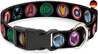 Buckle-Down 9Avenger Icons Marvel Avengers Kunststoff-Clip-Halsband, schmal,
