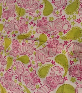 Lily Pulitzer Black Jack Cat Fabric Tablecloth approx 34"x33"