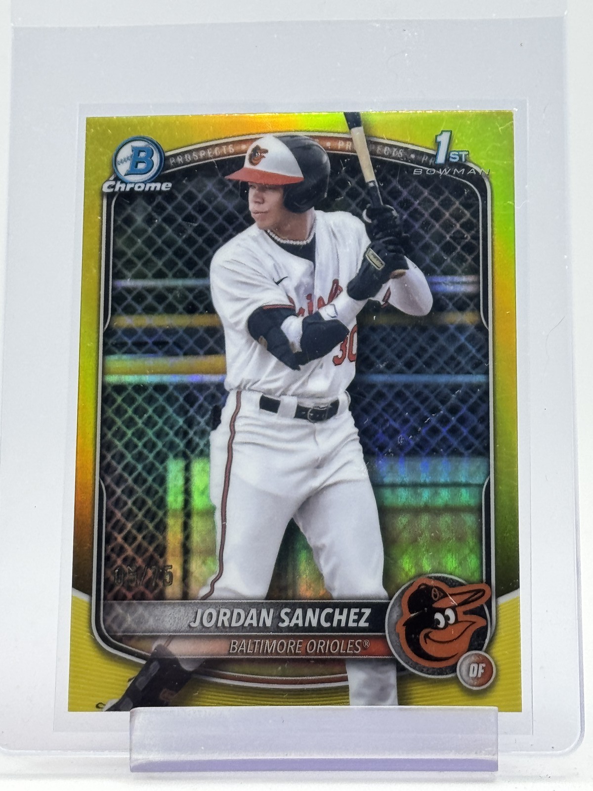 JORDAN SANCHEZ 2025 BOWMAN CHROME YELLOW REFRACTOR 1ST ROOKIE /75 Q6642
