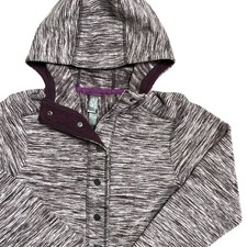 Mountain Hardwear Fleece Jacket Hoodie Purple White Marled Snap Front Women's XS