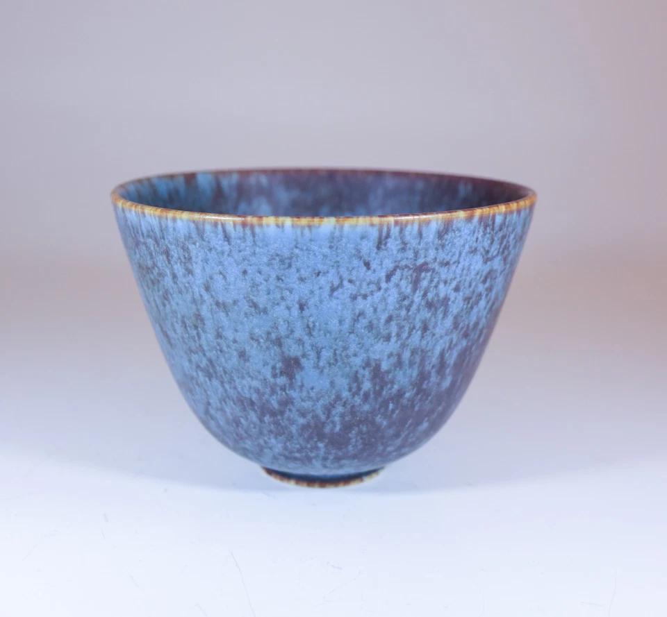Синяя и коричневая винтажная керамическая чаша - Gunnar Nylund - Rörstrand Швеция 1950-е - Изображение 2 из 4