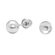 Genuine 14k White Gold 2mm Round Ball Stud Screwback Safety Stud Earrings
