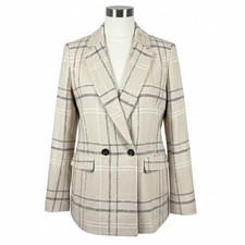 Ann Taylor Bedford Blazer Plaid Windowpane Career Jacket Womens Size 4