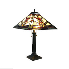WYLIE Tiffany-style 2 Light Mission Table Lamp 16" Shade