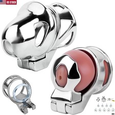 Stainless Steel Male Chastity Device Realistic Cage Men Metal Locking Belt USA